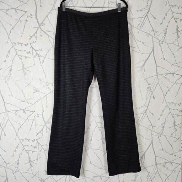 Marie Saint Pierre Black Stripe 70% Wool Straight Wide Leg Trousers - Picture 1 of 6